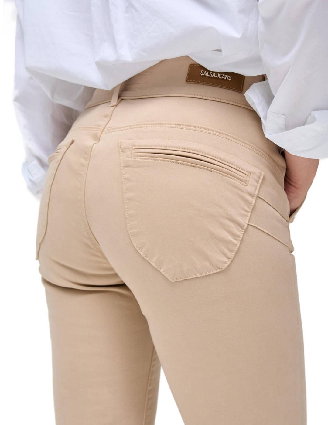 Pantalón chino Salsa beige push in straight para mujer