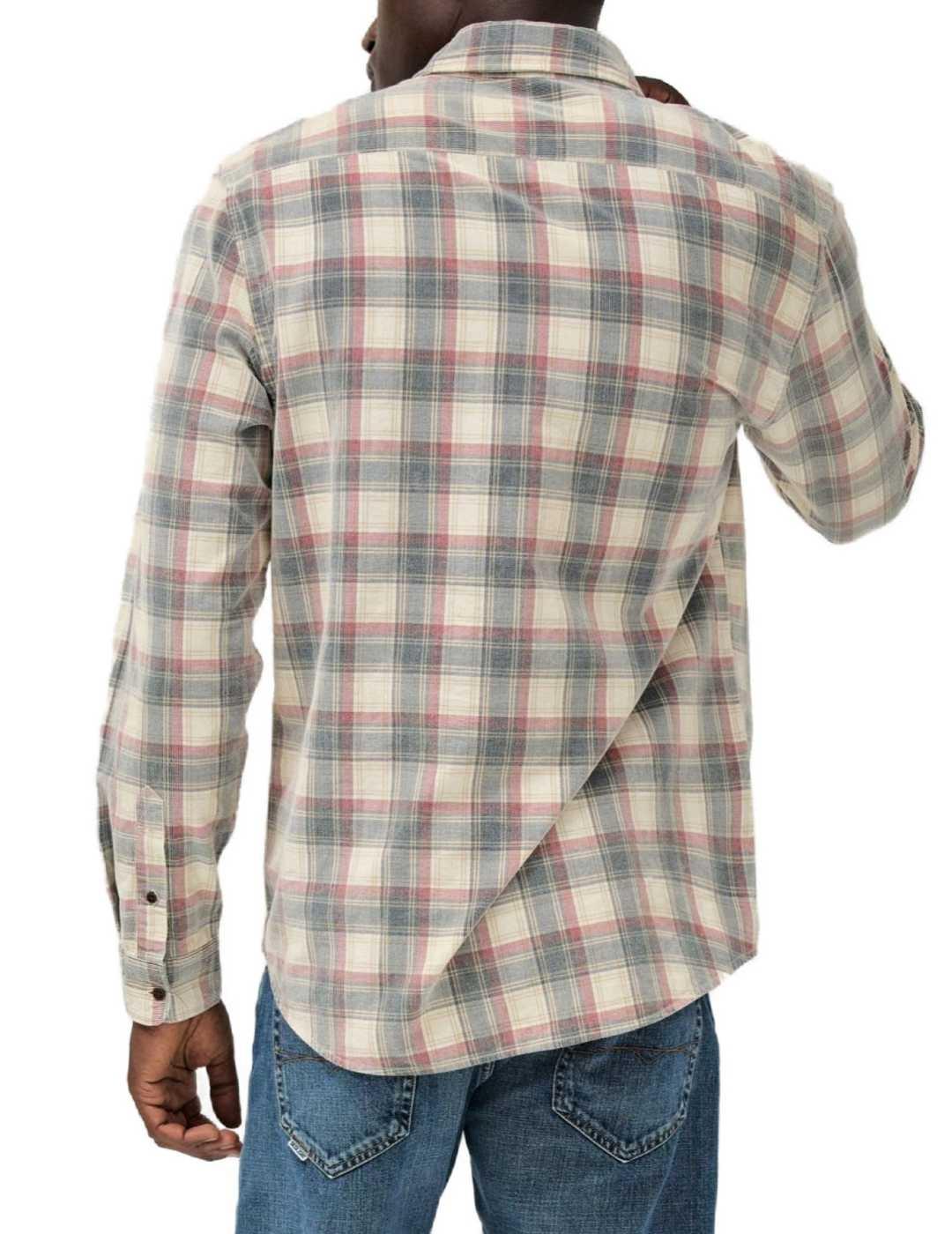 Camisa Salsa micropana beige cuadros regular para hombre