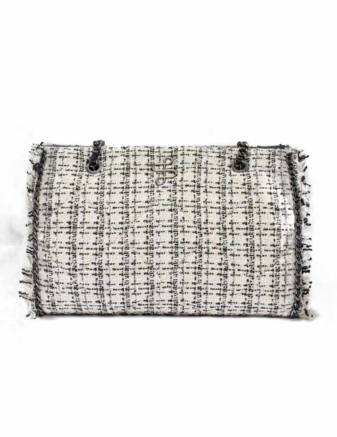 Bolso Salsa tweed grande blanco negro de hombro para mujer