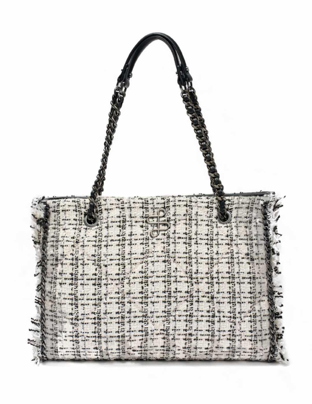 Bolso Salsa tweed grande blanco negro de hombro para mujer