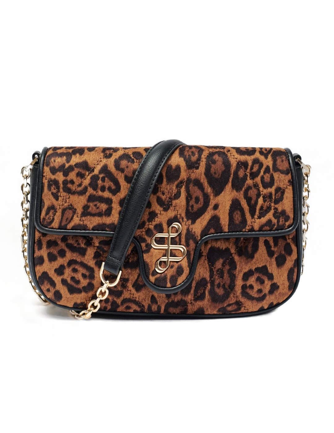 Bolso bandolera Salsa leopardo cadena y solapa para mujer