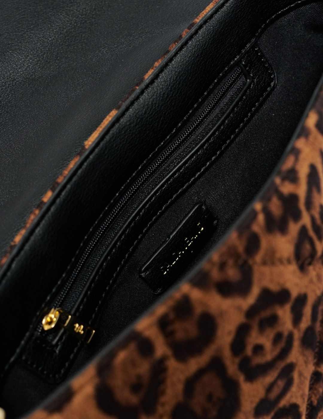 Bolso bandolera Salsa leopardo cadena y solapa para mujer