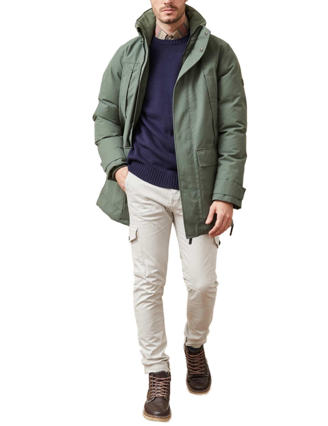 Parka Altonadock larga 3/4 verde sin capucha para hombre