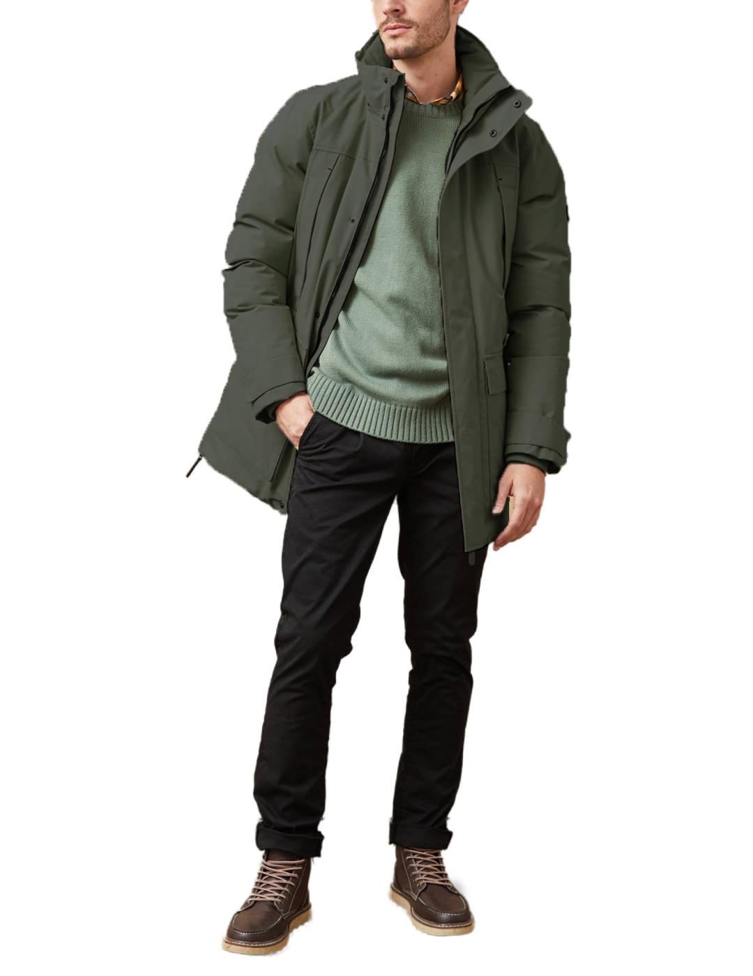 Parka Altonadock larga 3/4 verde oscuro sin capucha hombre