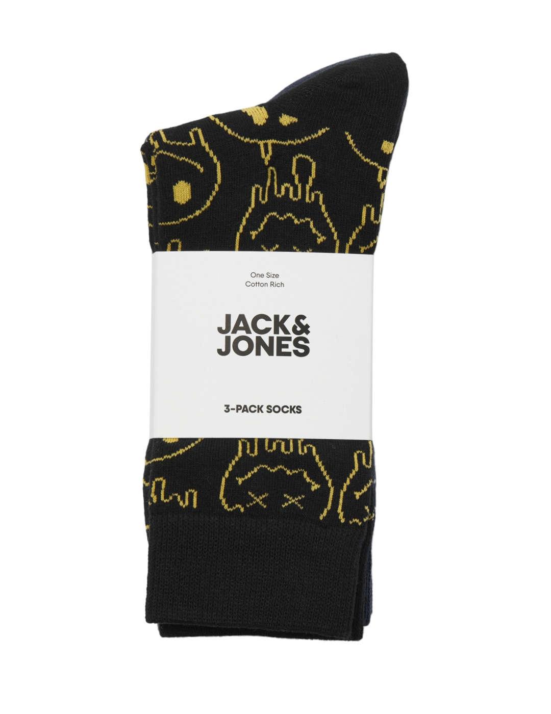 Calcetines altos Jack&Jones pack 3 estampado para hombre