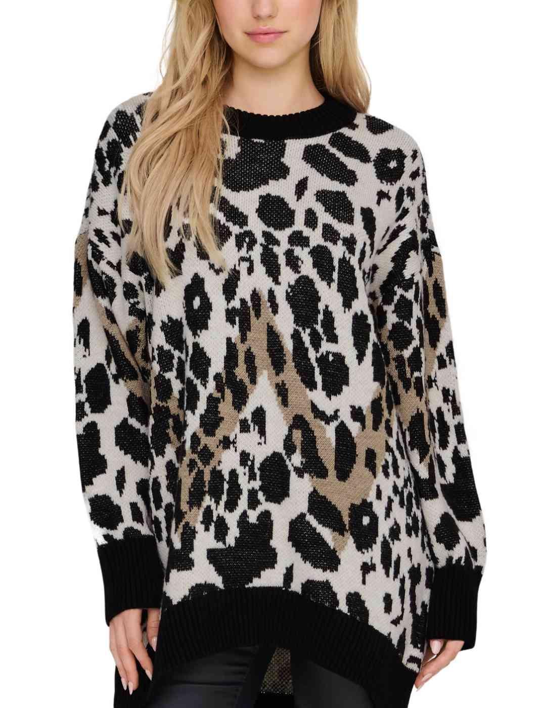 Jersey Only Helena estampado negro animal print para mujer