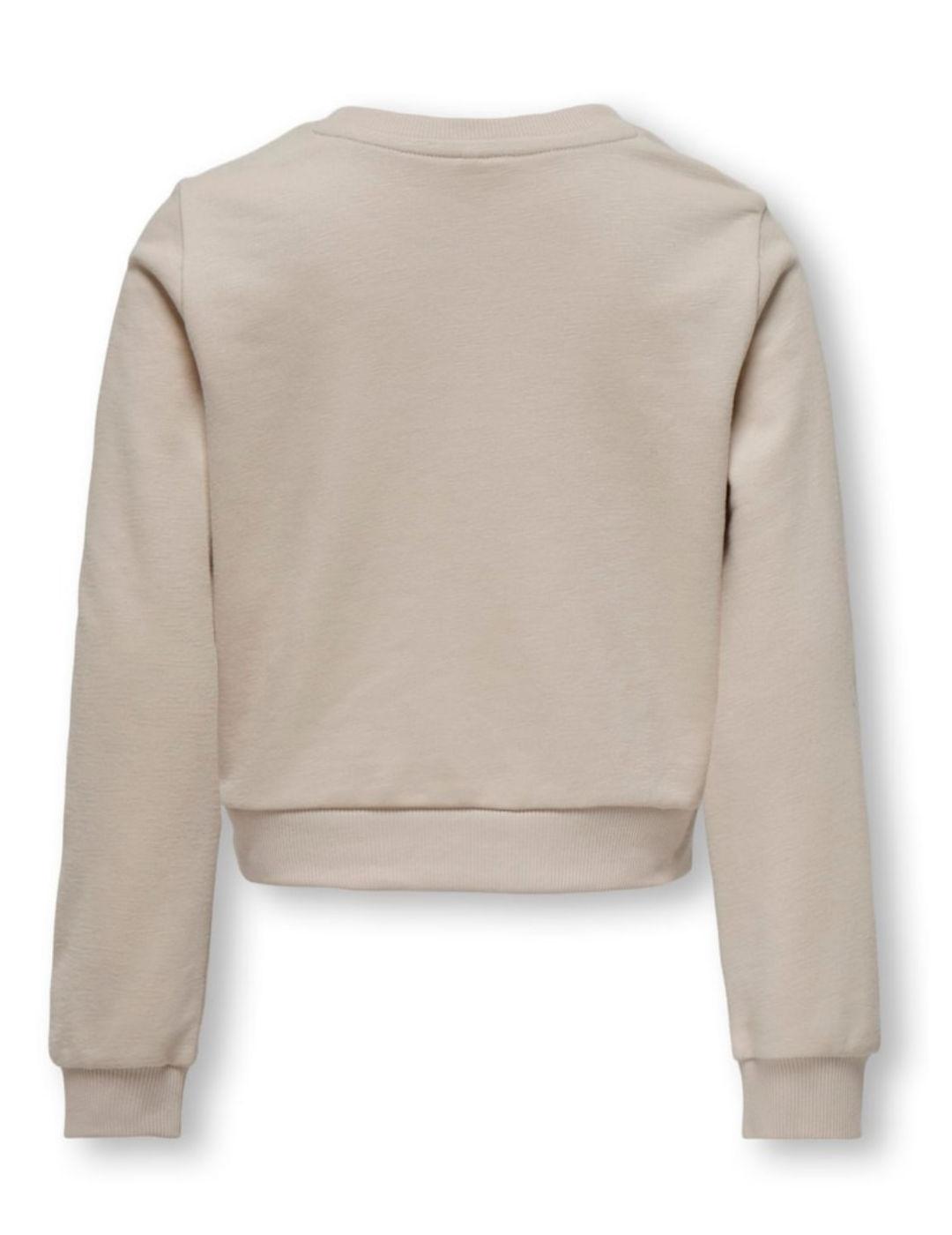 Sudadera Only Kids Sille beige sin capucha para niña