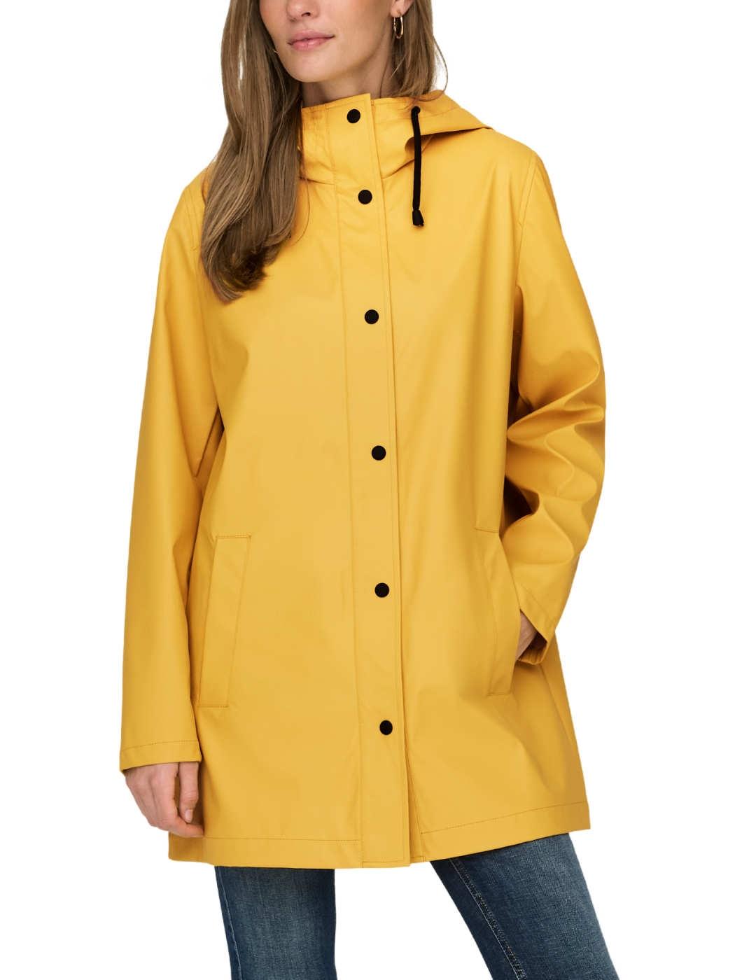 Chubasquero Only Newellen amarillo con capucha para mujer