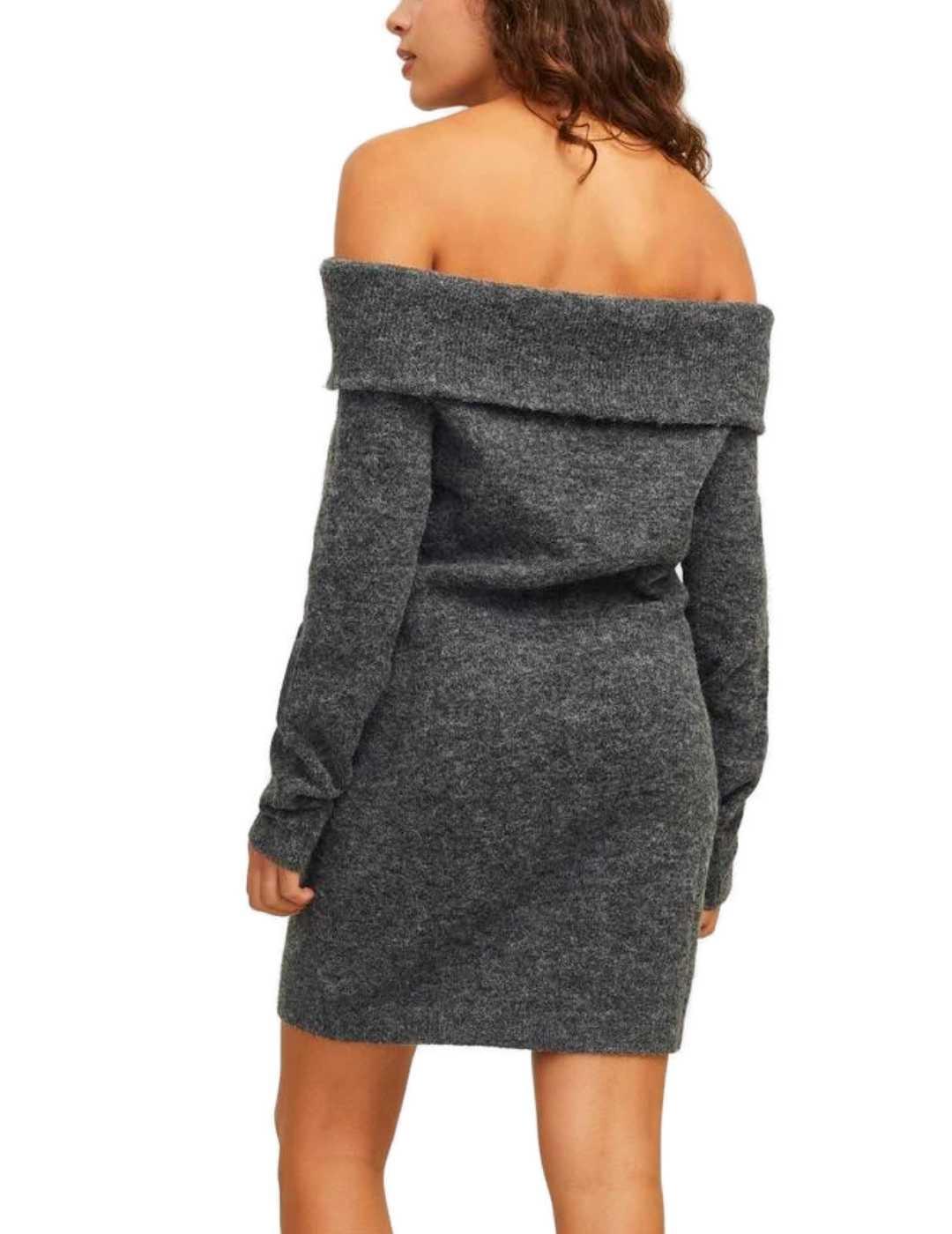 Vestido corto JJXX Evi de punto gris oscuro para mujer