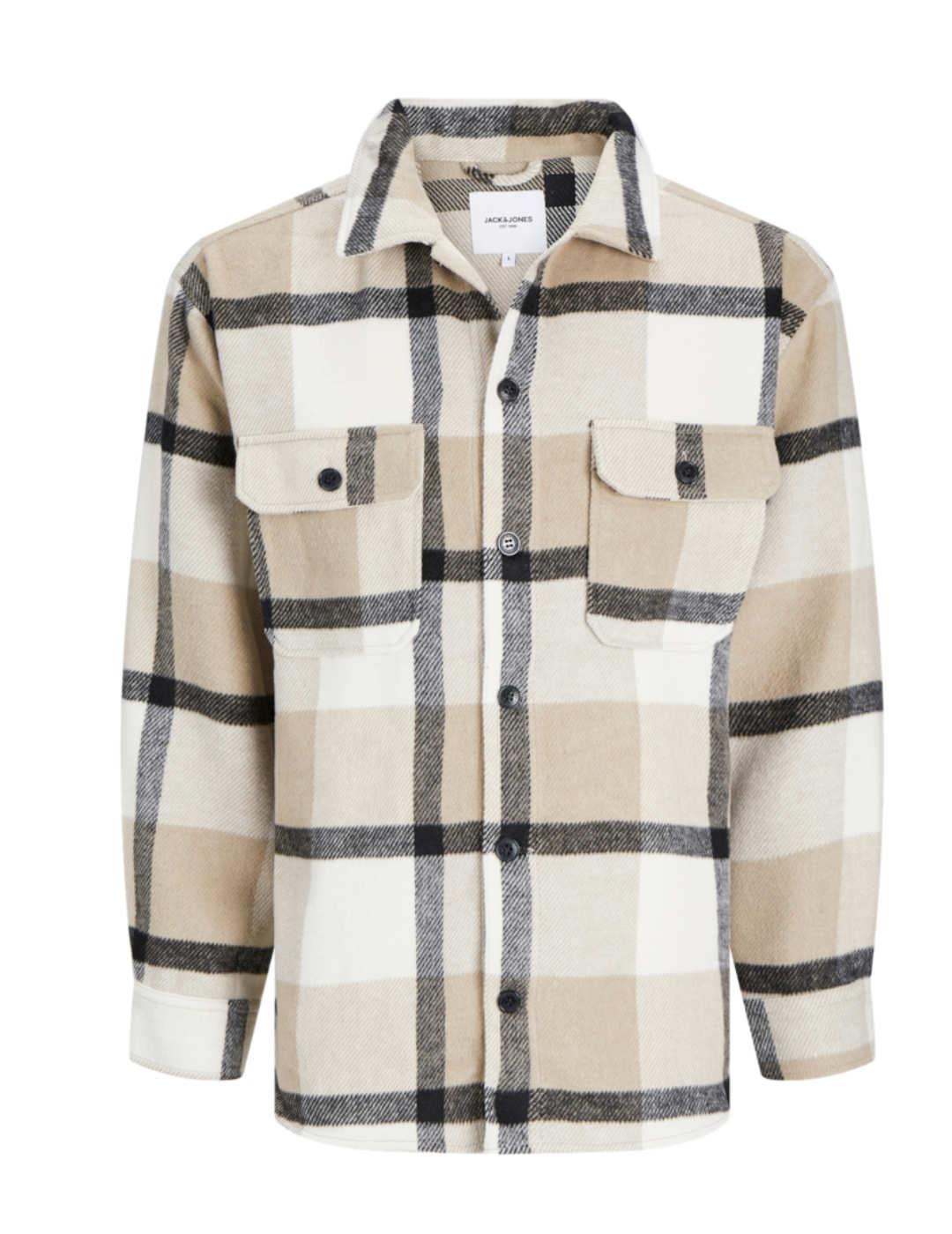 Sobrecamisa Jack&Jones Radley beige cuadros regular hombre