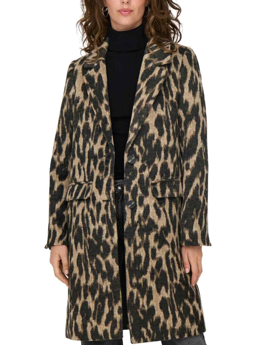 Abrigo de paño Only Valborg estampado leopardo para mujer