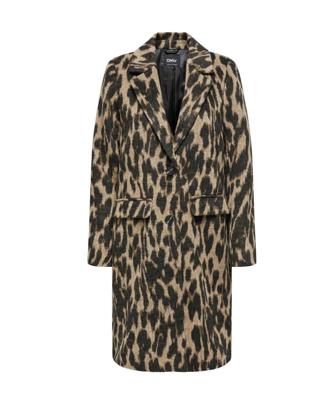 Abrigo de paño Only Valborg estampado leopardo para mujer