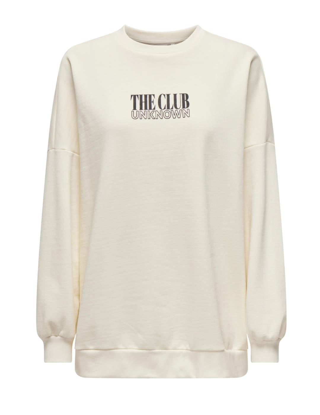 Sudadera Only Daze blanco Club estampado tacones para mujer