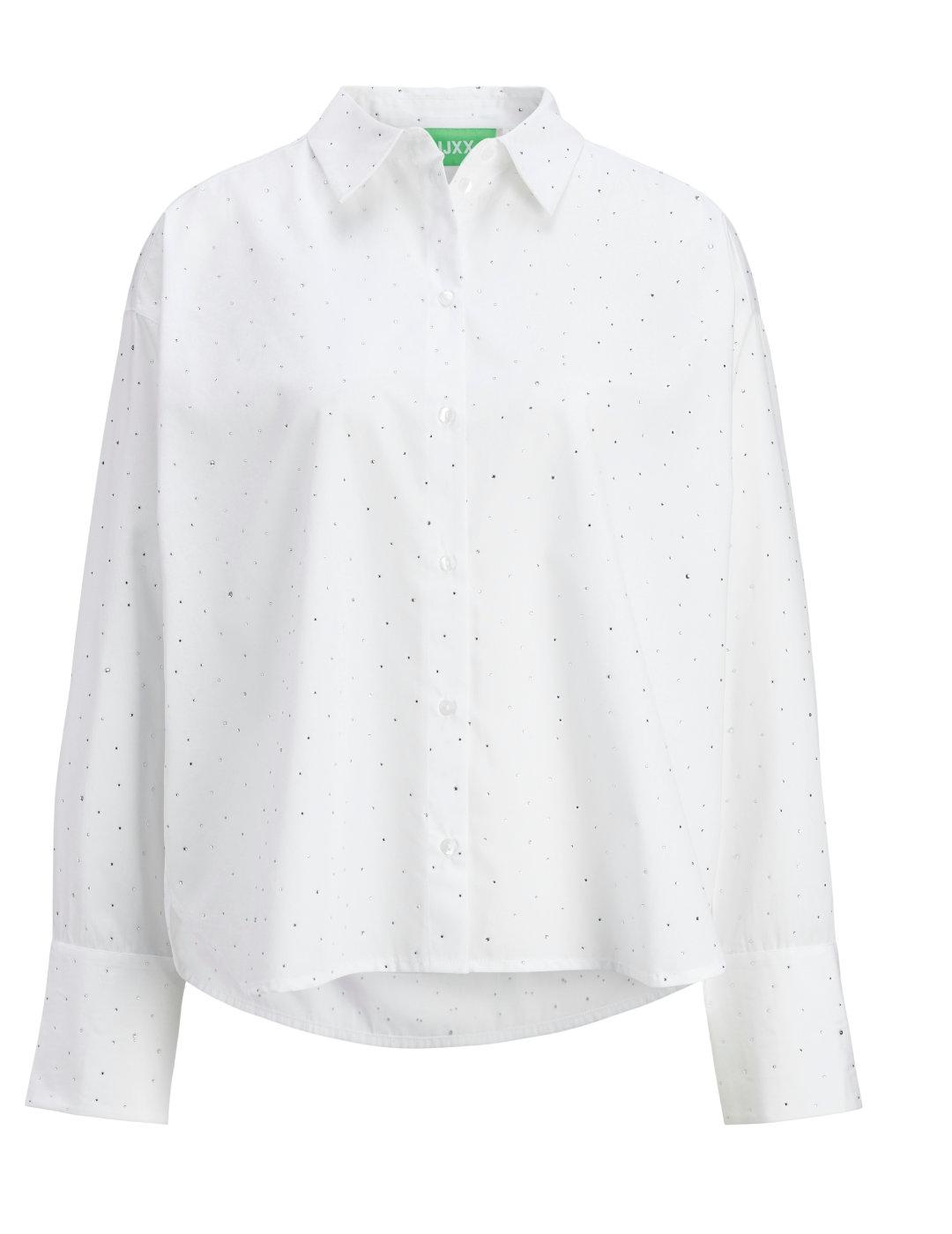 Camisa JJXX Lisa blanca y plata con topitos para mujer