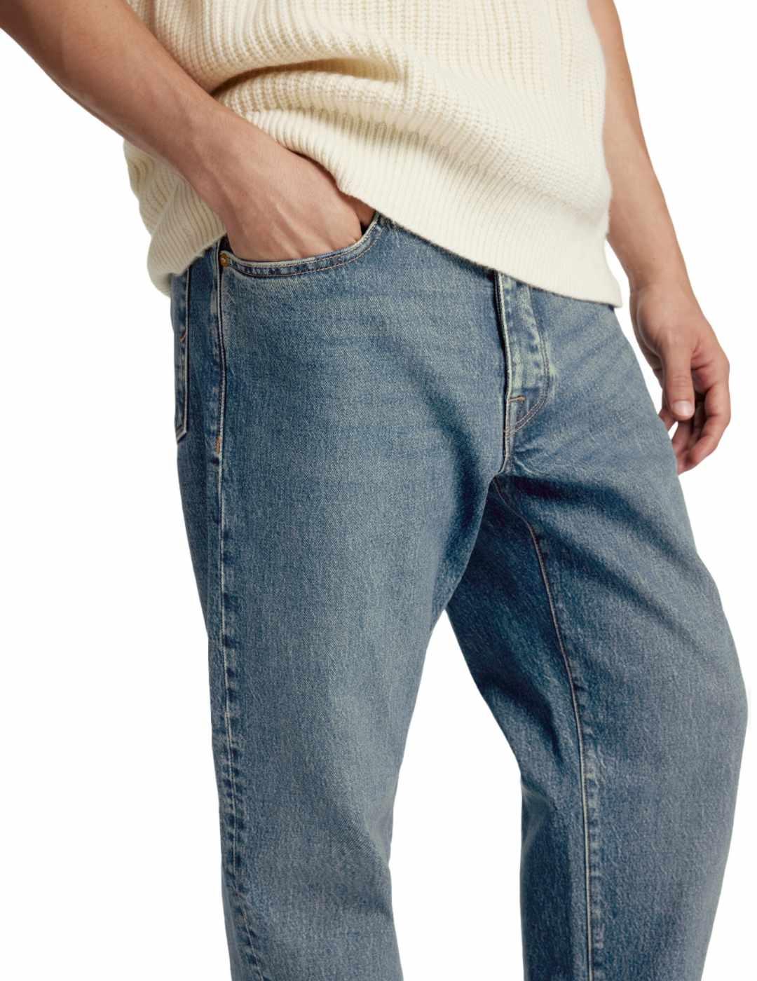 Pantalón vaquero Selected regular azul tapered para hombre