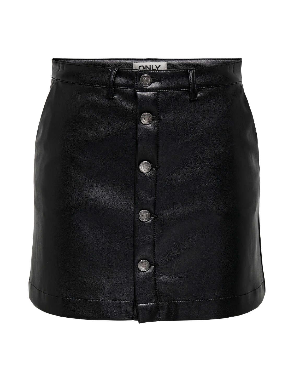 Falda mini Only Amazing negra de polipiel para mujer