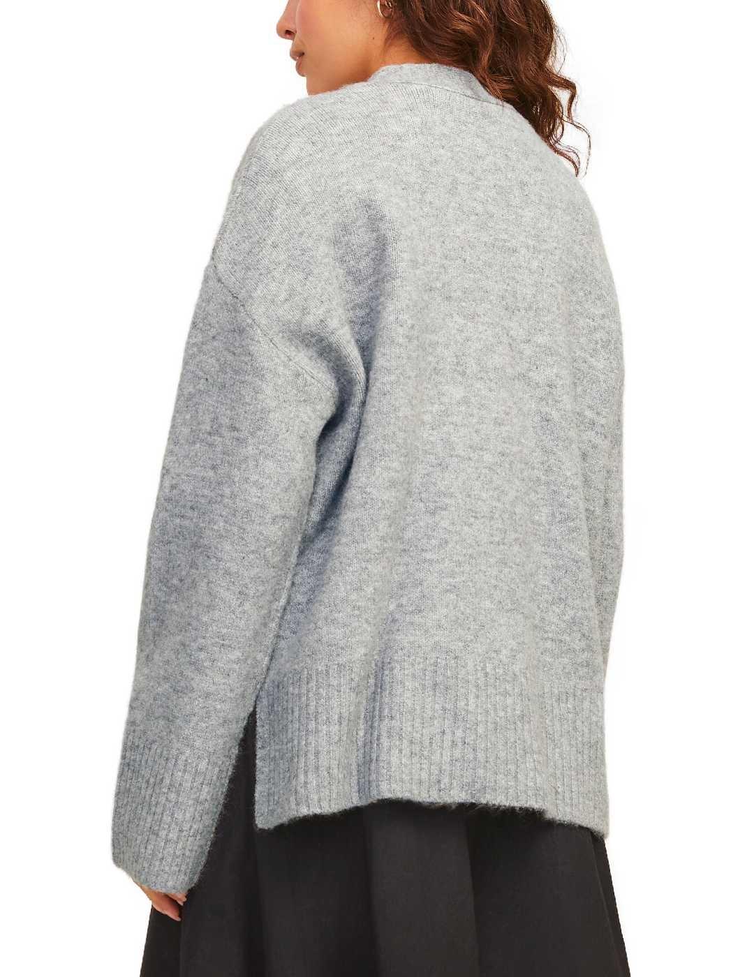 Chaqueta cárdigan JJXX Iris gris claro de lana para mujer