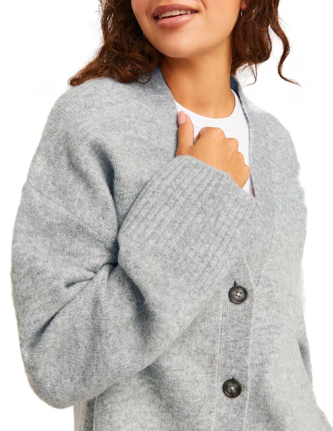 Chaqueta cárdigan JJXX Iris gris claro de lana para mujer