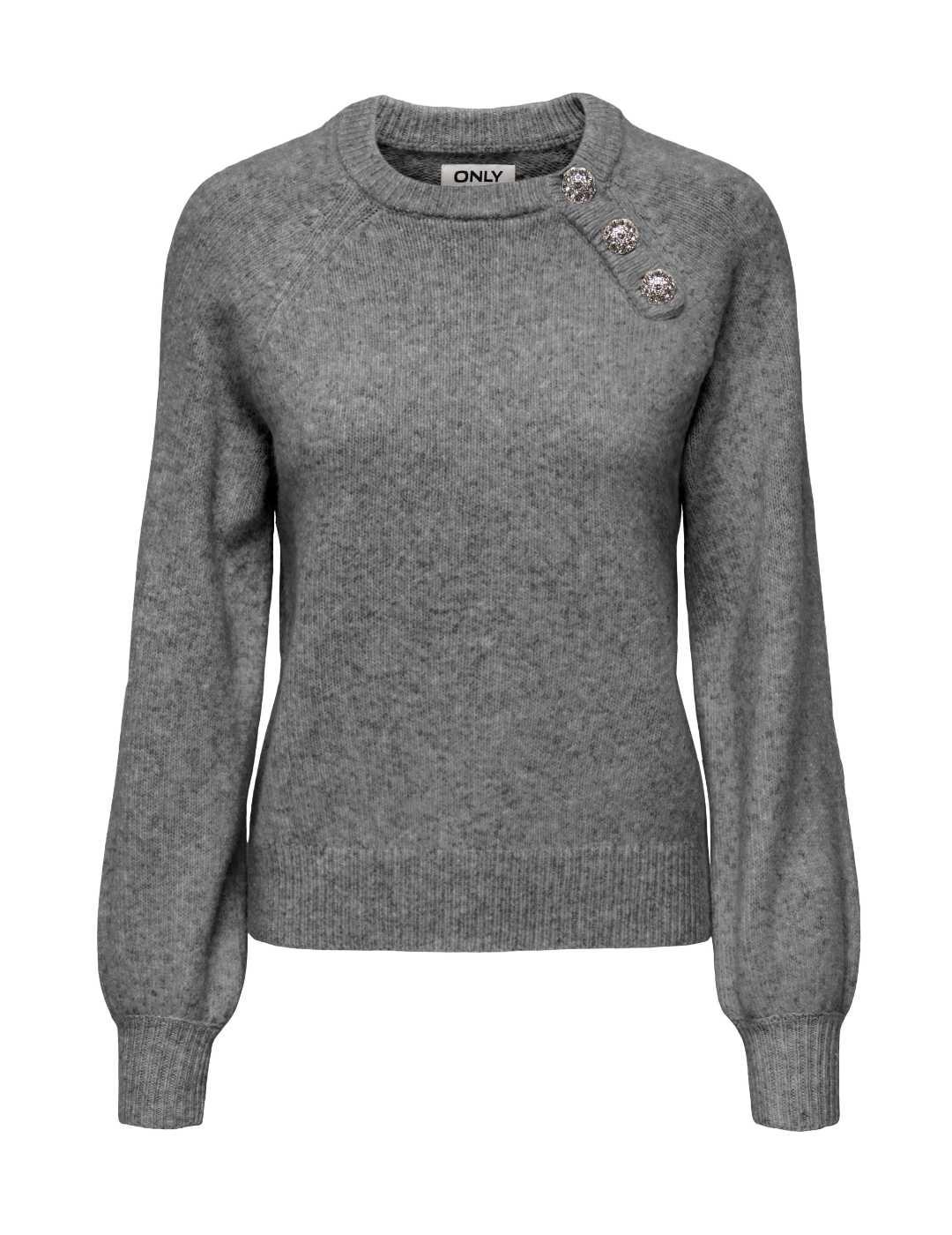 Jersey Only Lauren botones gris oscuro de punto para mujer