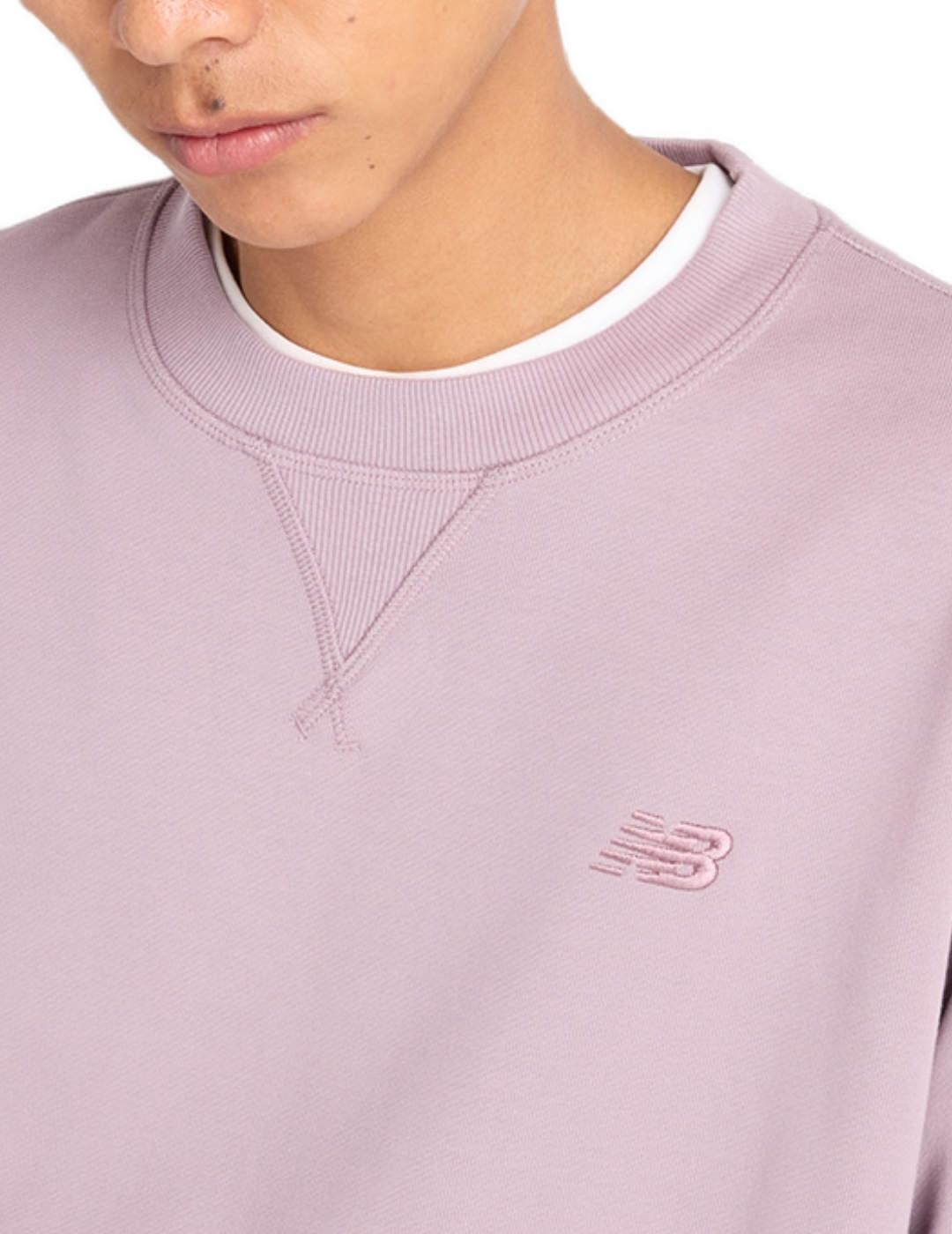 Sudadera New Balance Athletics lila sin capucha para hombre