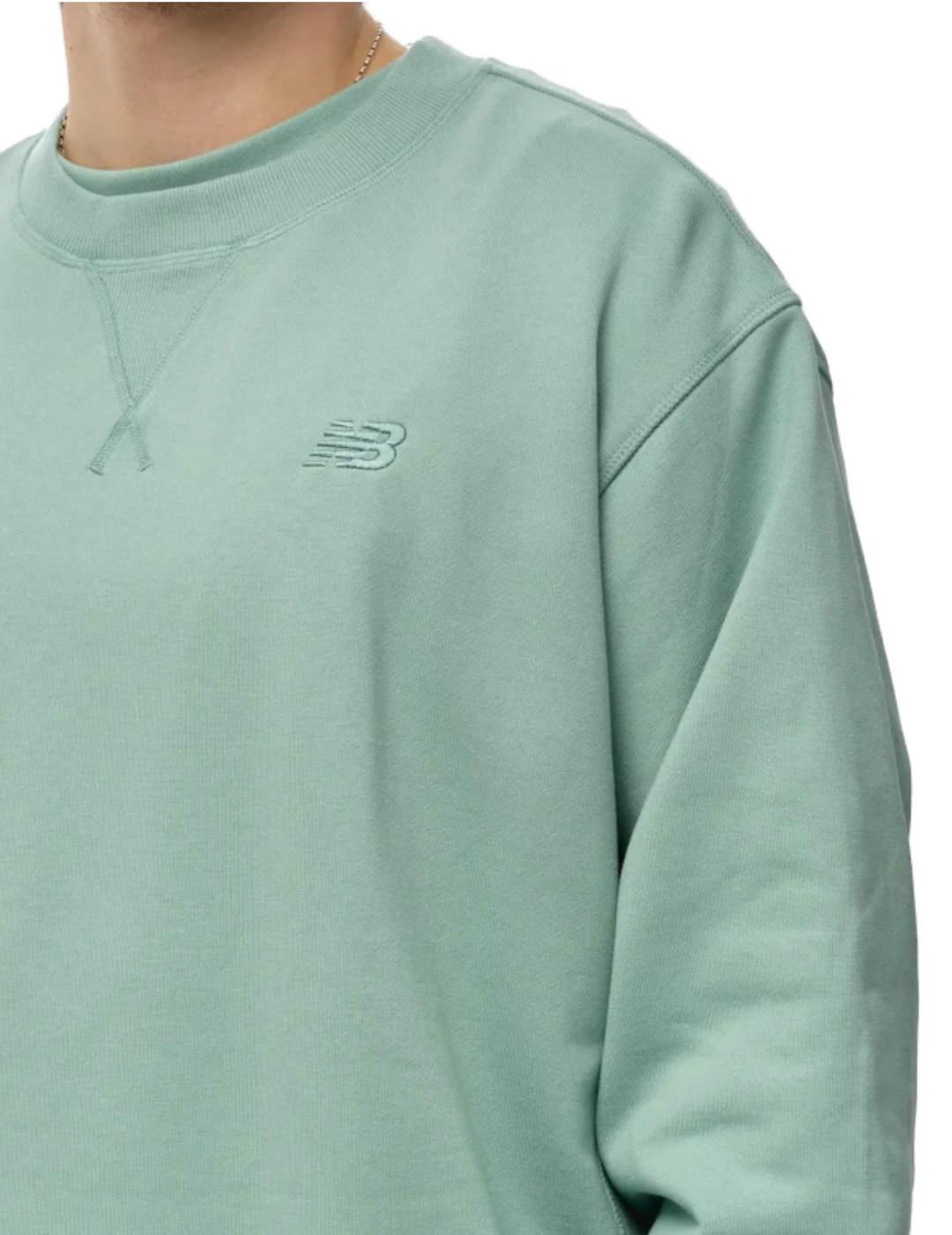 Sudadera New Balance Athletics verde agua sin capucha hombre