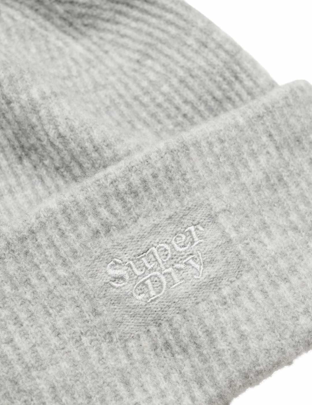 Gorro Superdry canalé gris claro jaspeado de lana unisex