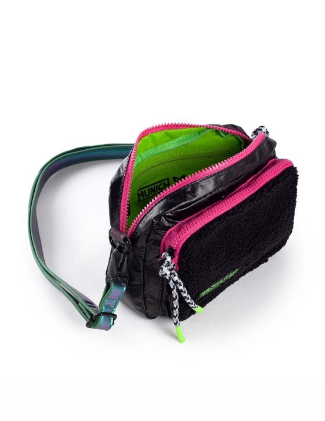 Bolso bandolera Munich Crossbody negro borrego para mujer