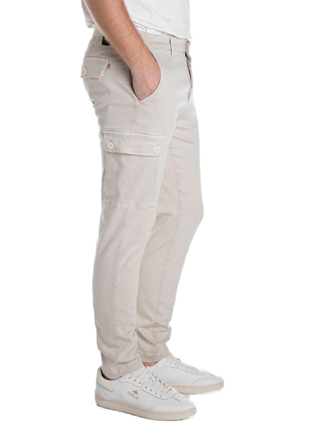 Pantalón Replay Jaan beige cargo slim Hyperflex para hombre