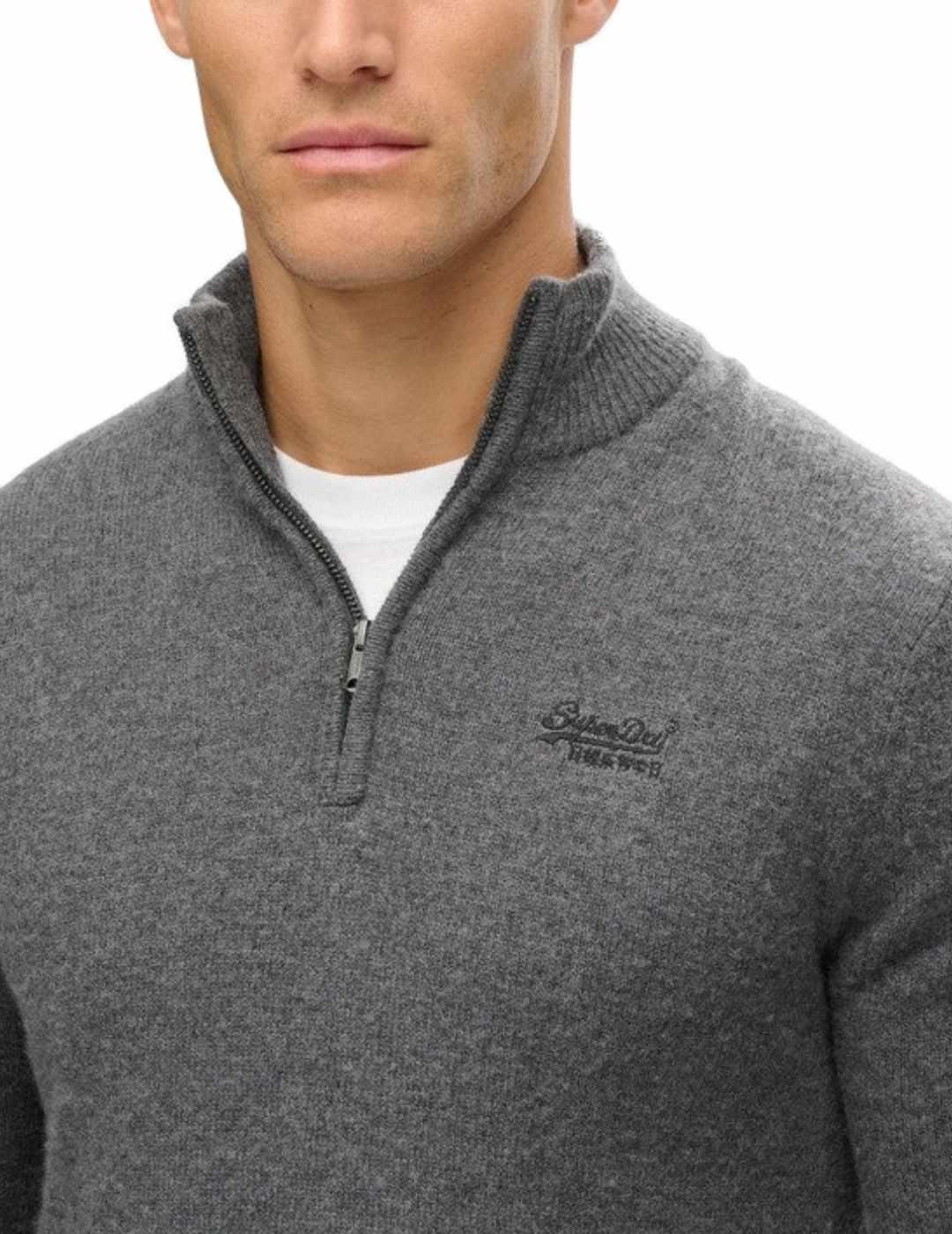 Jersey Superdry Essential gris oscuro de lana para hombre