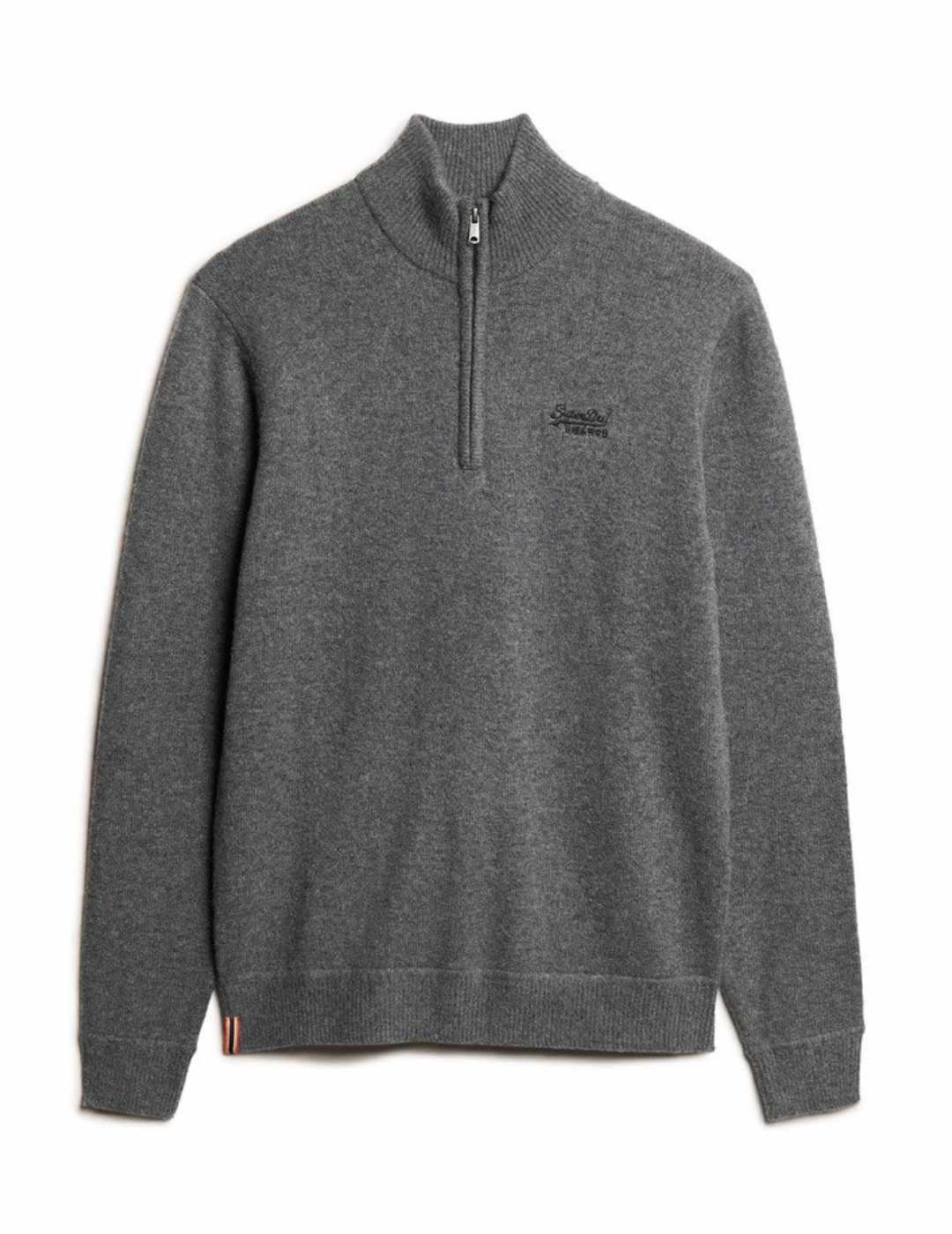 Jersey Superdry Essential gris oscuro de lana para hombre