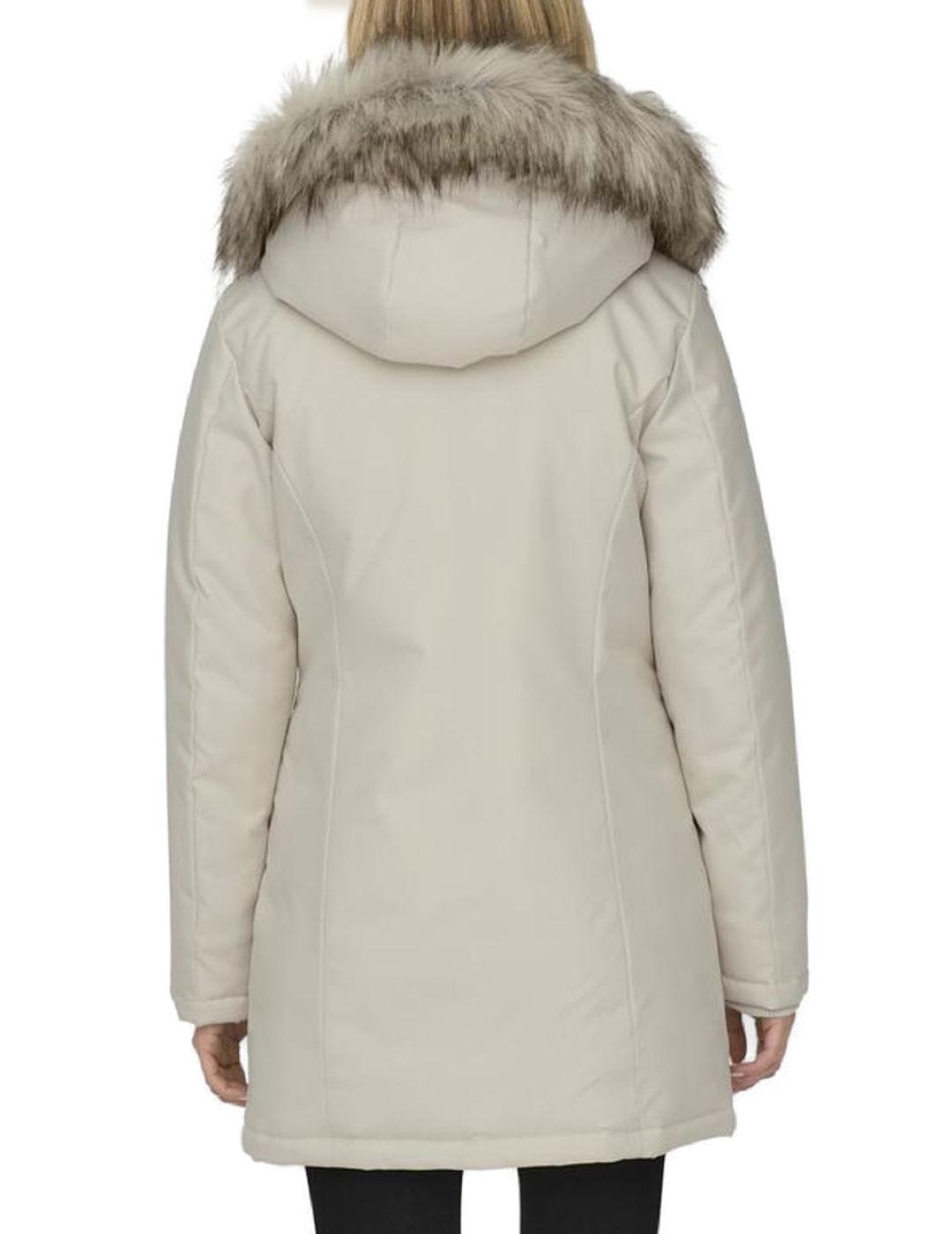 Parka Only Newkaty crudo capucha con pelo para mujer