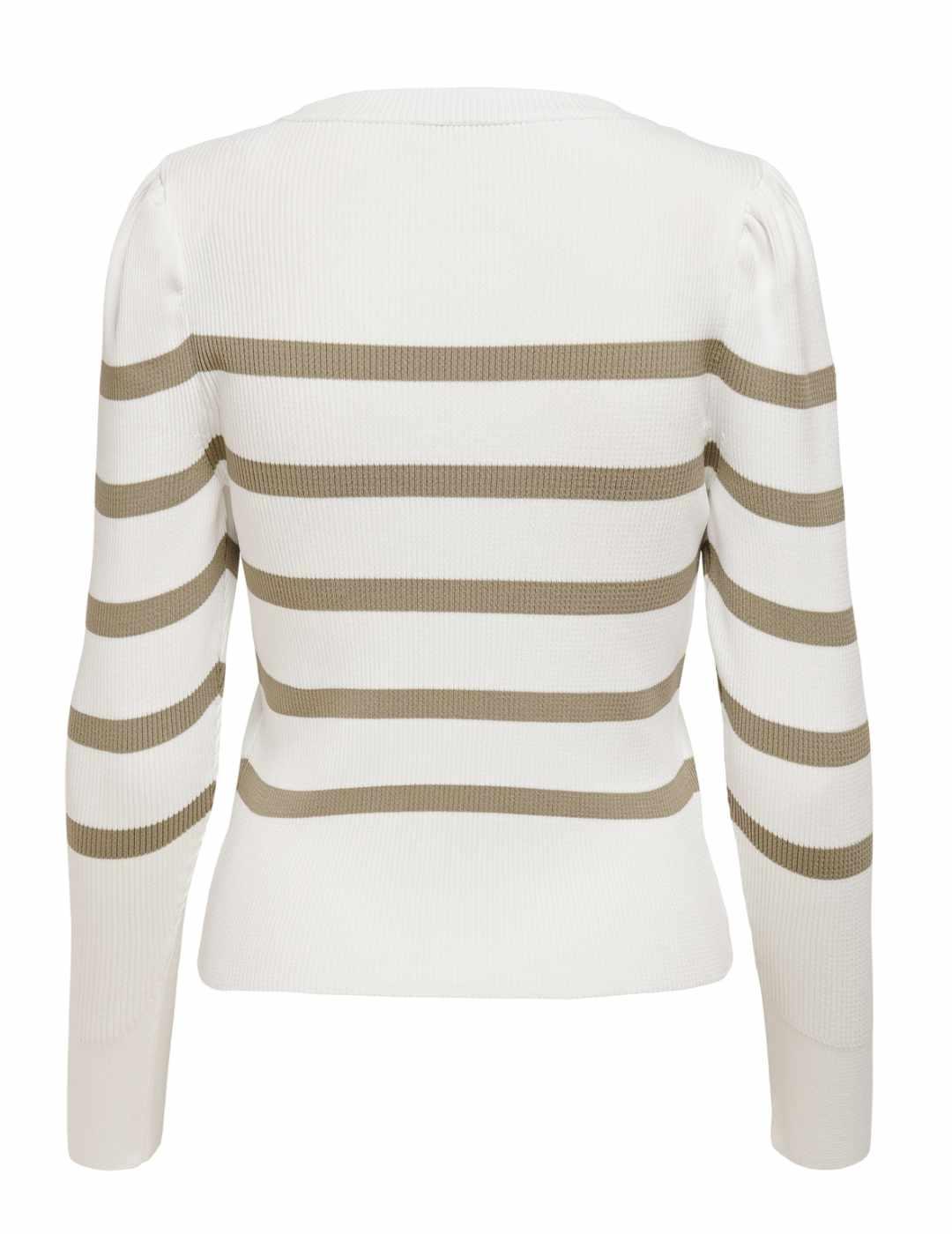 Jersey Only Sally blanco con rayas beige para mujer