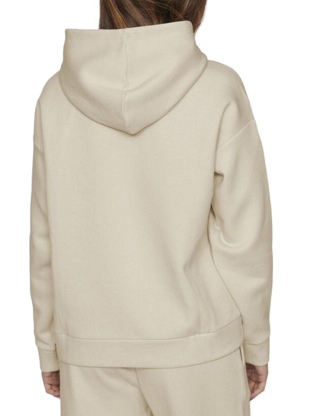 Sudadera básica Vila Huris beige con capucha para mujer