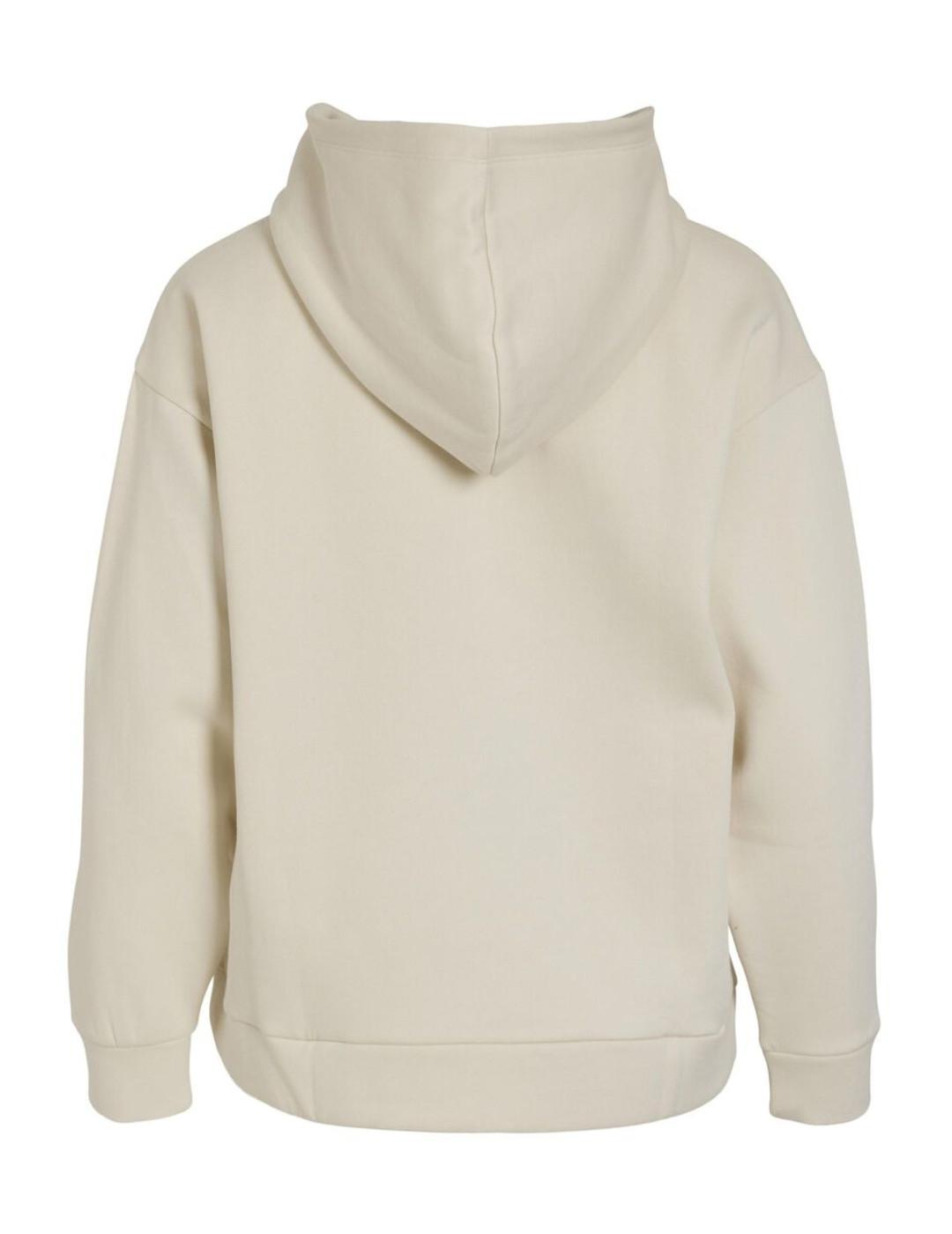 Sudadera básica Vila Huris beige con capucha para mujer