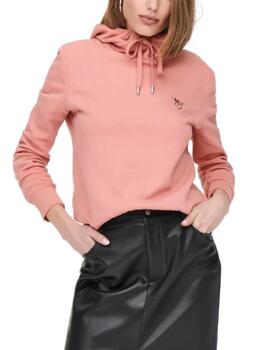 Sudadera Only Noomi salmón logo con capuhca para mujer