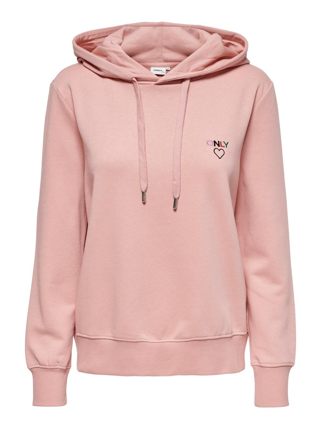 Sudadera Only Noomi salmón logo con capuhca para mujer