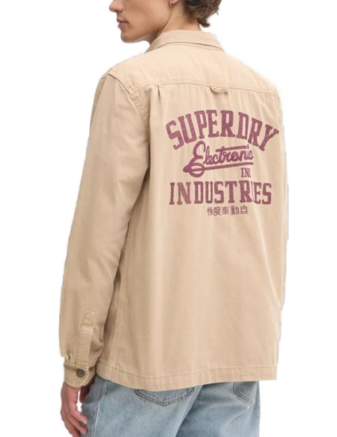 Sobrecamisa Superdry Patched camel estampado para hombre