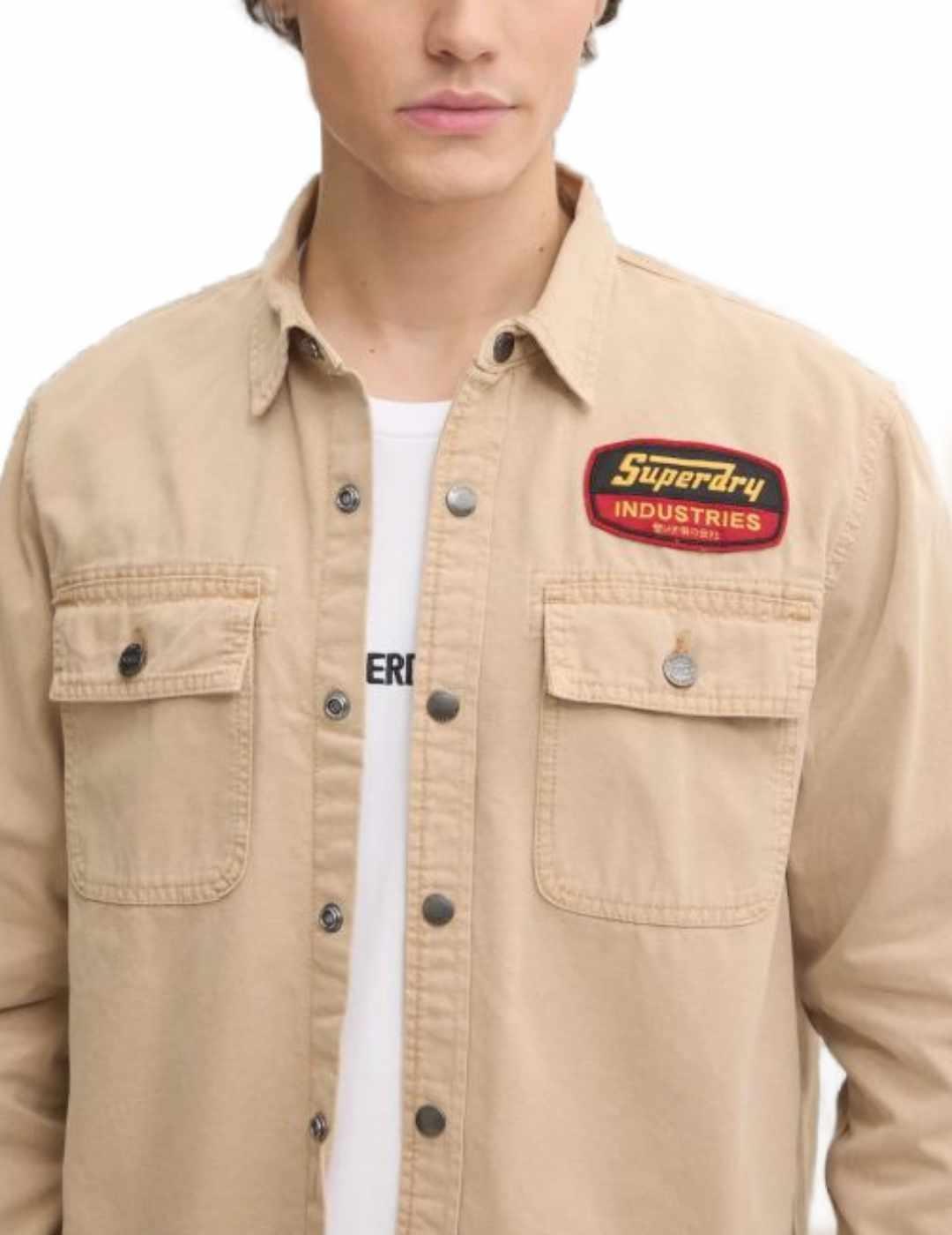 Sobrecamisa Superdry Patched camel estampado para hombre