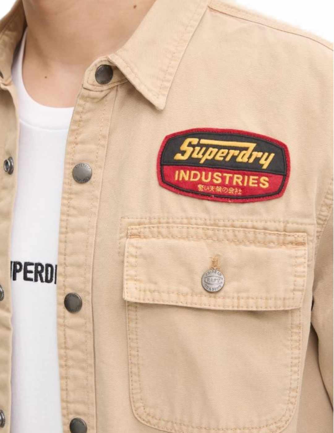 Sobrecamisa Superdry Patched camel estampado para hombre