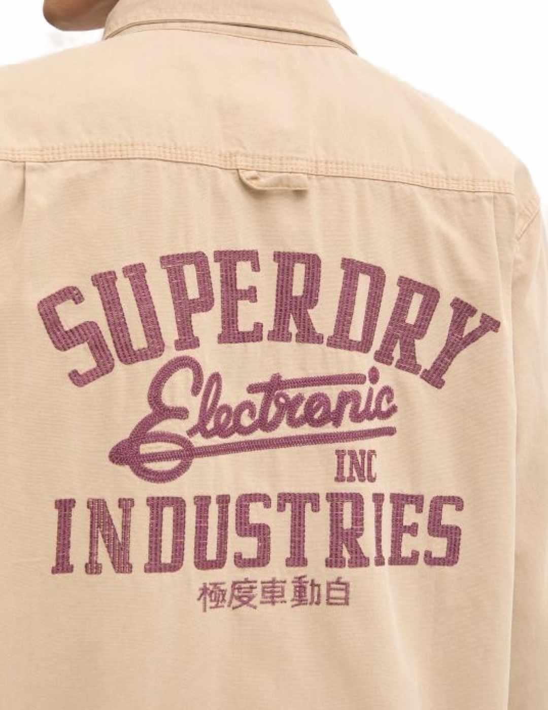 Sobrecamisa Superdry Patched camel estampado para hombre