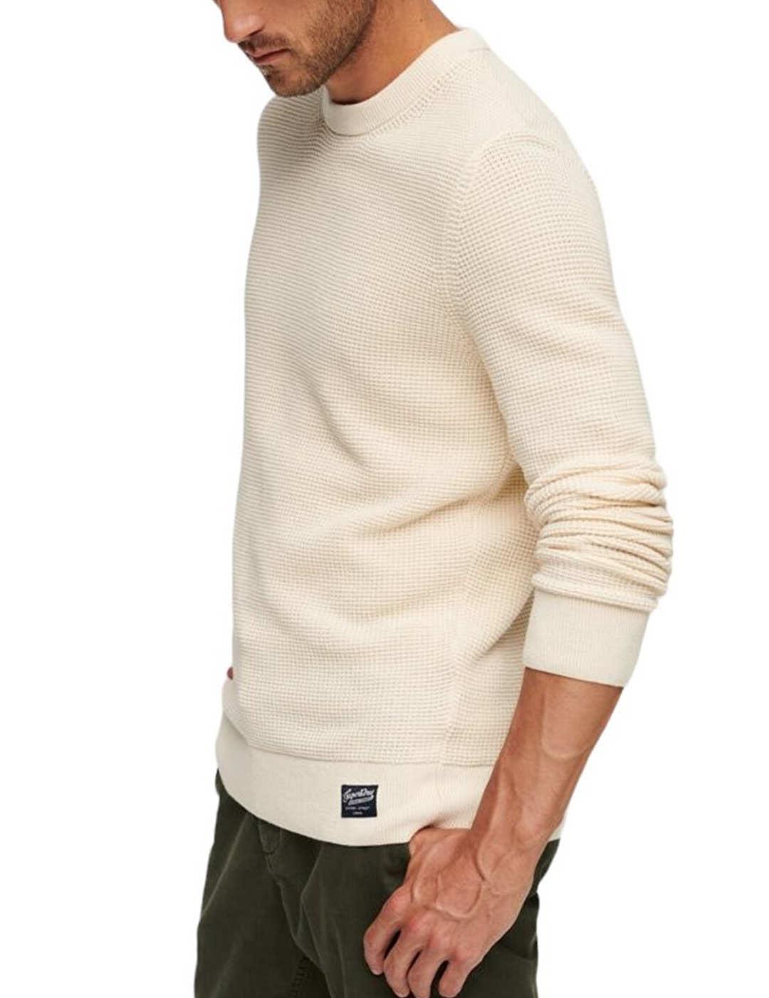 Jersey Superdry textured beige de punto para hombre