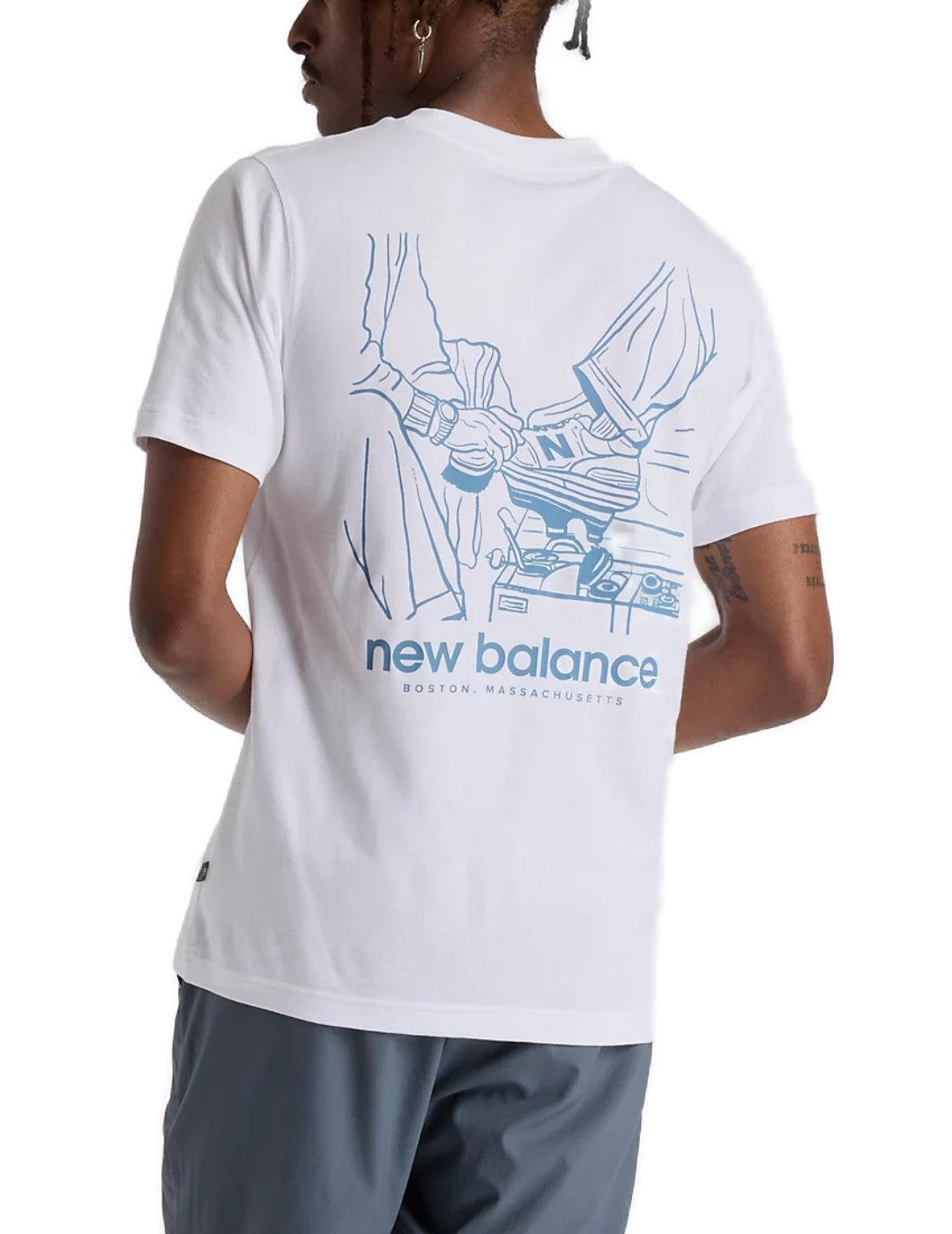 Camiseta New Balance blanca manga corta para hombre