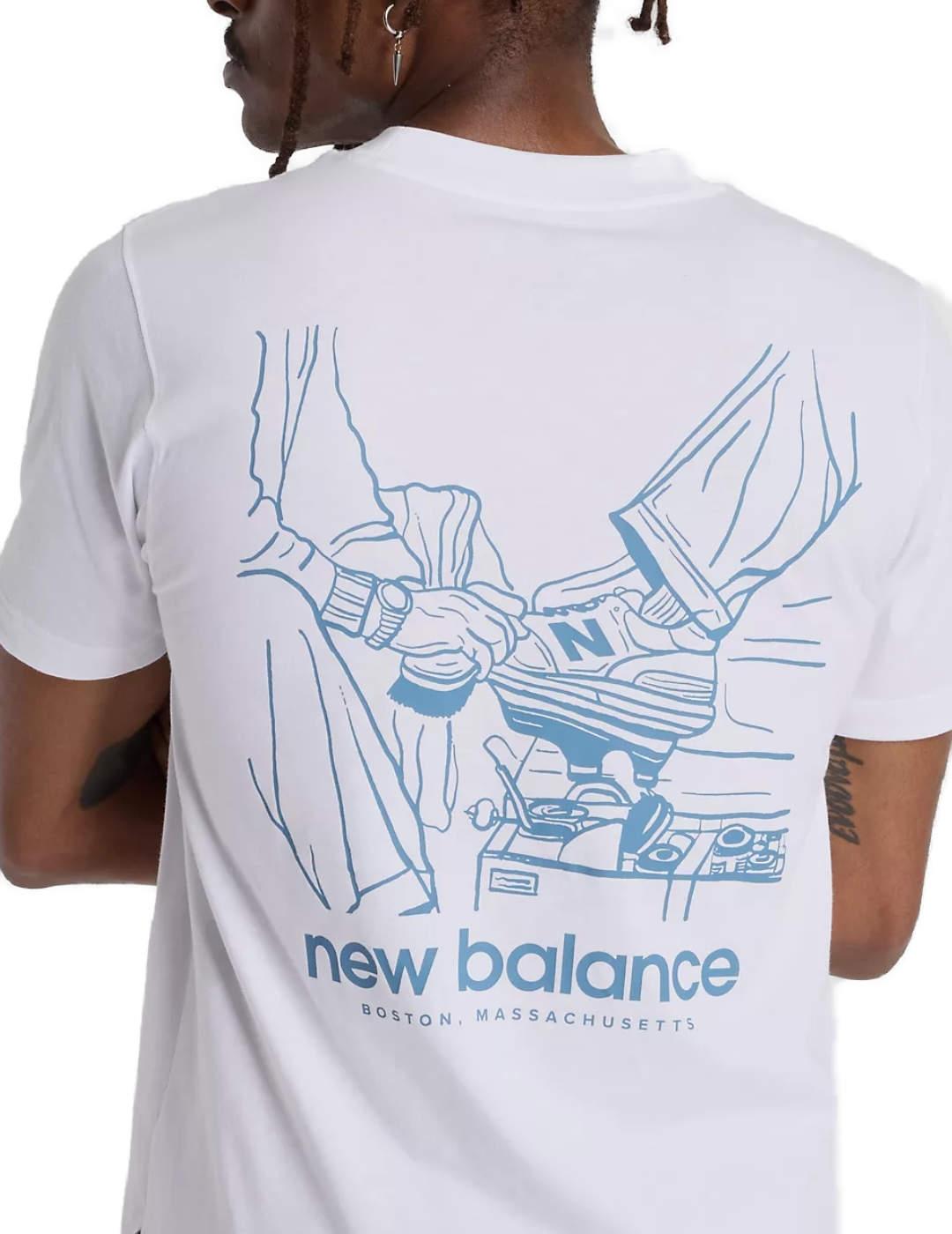 Camiseta New Balance blanca manga corta para hombre