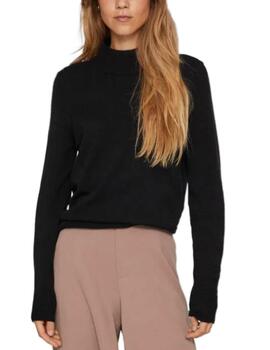 Jersey básico Vila Ril negro cuello vuelto punto para mujer