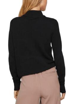 Jersey básico Vila Ril negro cuello vuelto punto para mujer