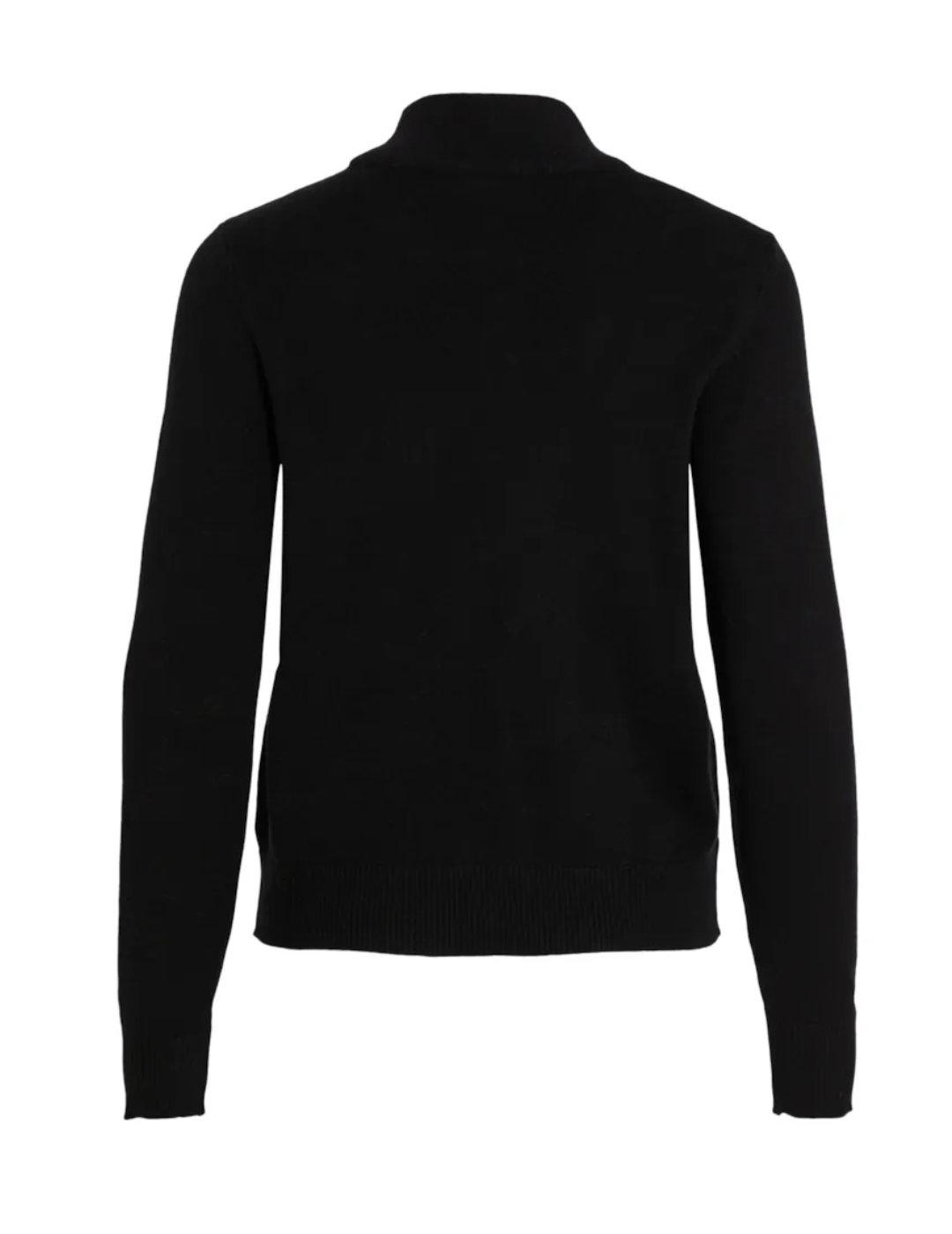 Jersey básico Vila Ril negro cuello vuelto punto para mujer