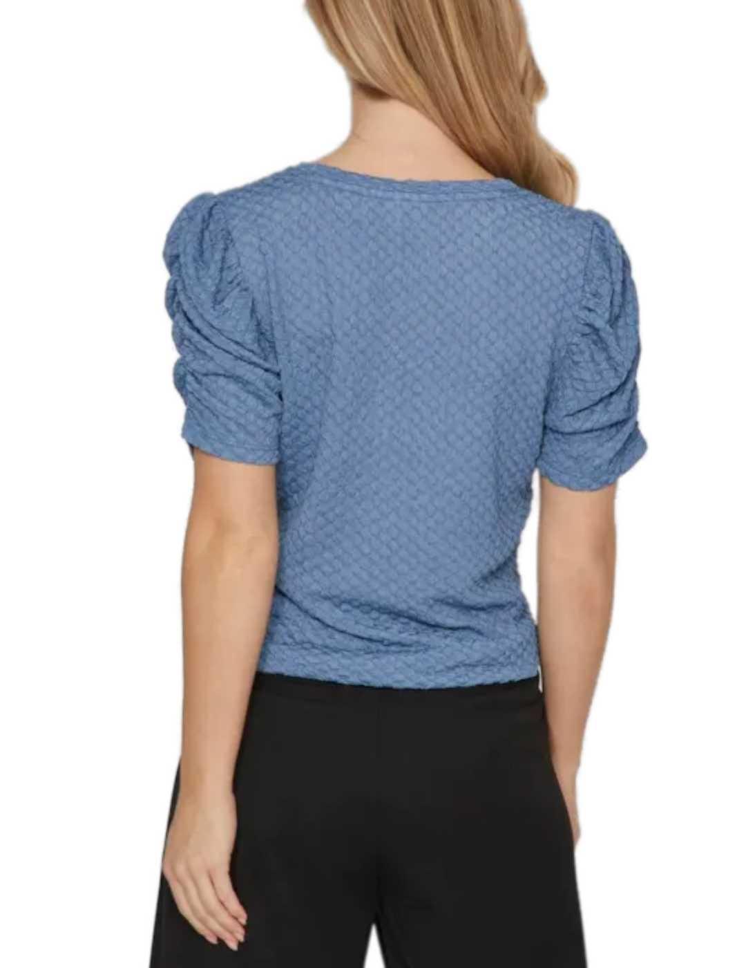 Camiseta Vila Anine azul manga corta regular fit para mujer