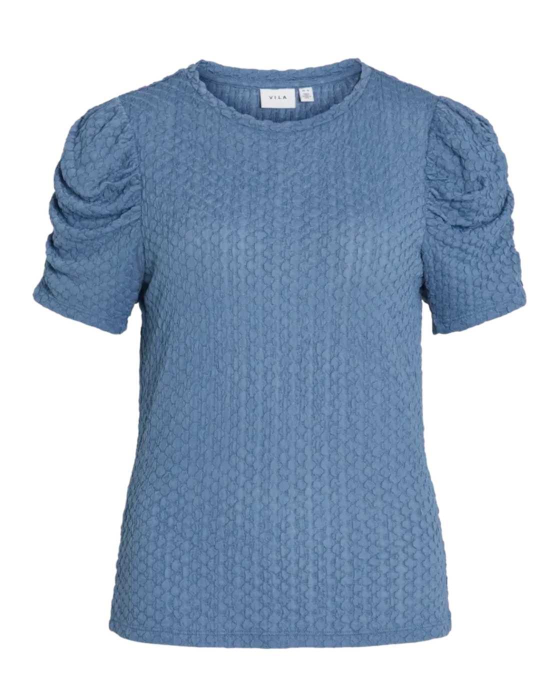 Camiseta Vila Anine azul manga corta regular fit para mujer