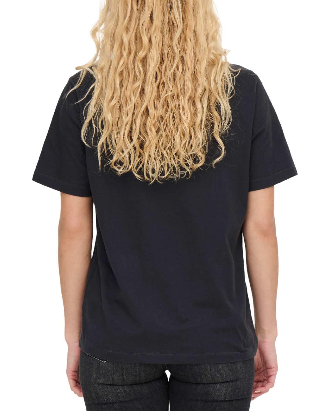 Camiseta Only Tenna negro manga corta estampada para mujer