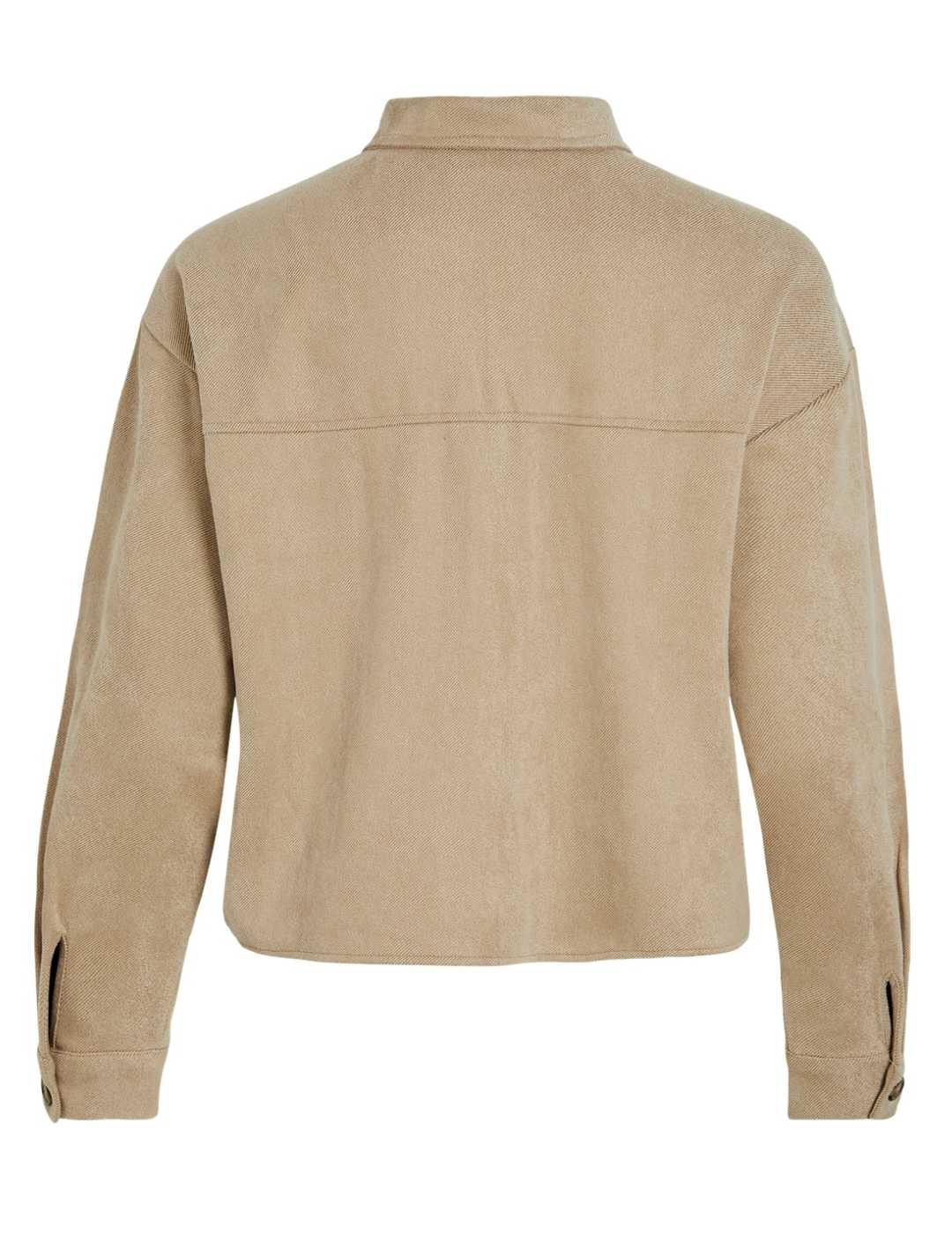 Sobrecamisa Vila Sudas beige de micropana para mujer